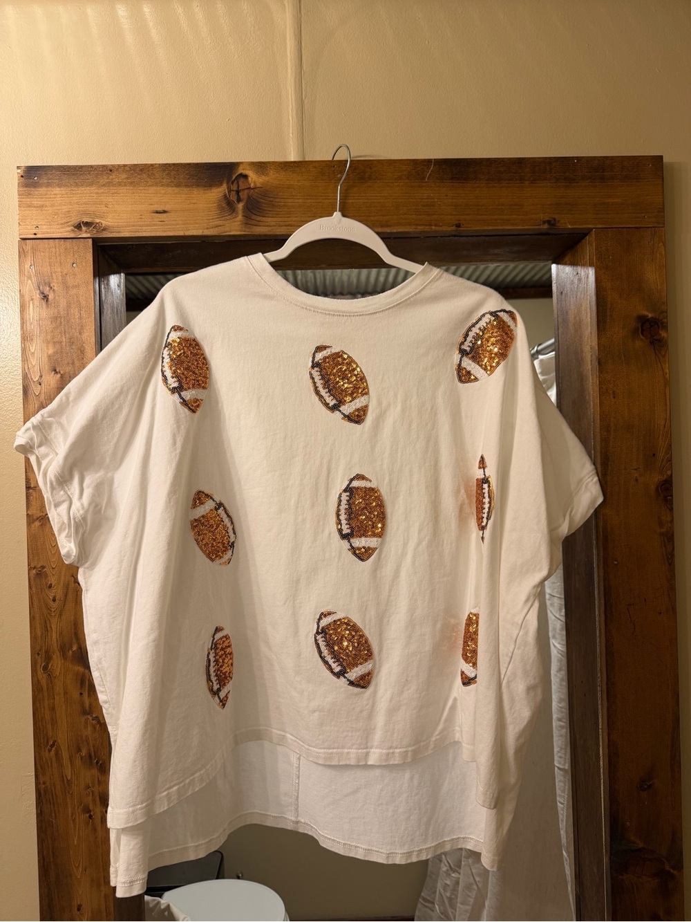 Sequin Football Embellished Short Sleeve Tee - White